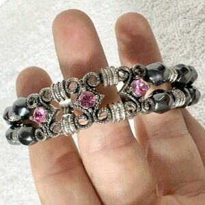 5/$35 Handmade Metallic Magnetic Beaded Bracelet With Magnetic Closure